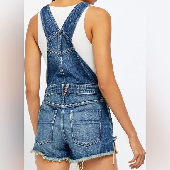 NWOT Free People Sunkissed Short Overalls size 27 adjustable straps with zipper - Picture 4 of 13